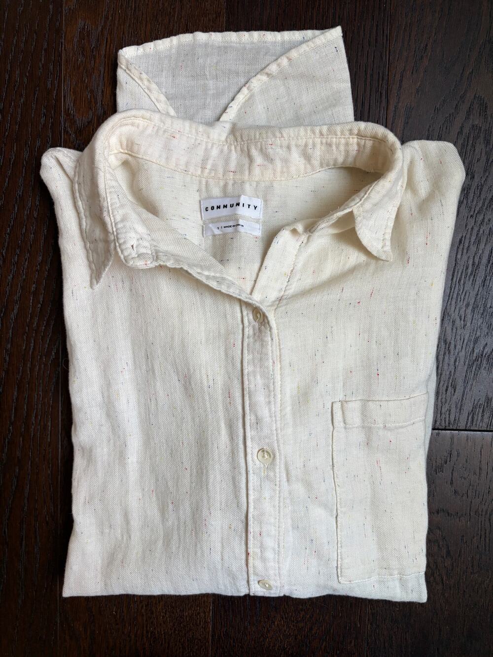 Community by Aritzia Linen Blend Long-Sleeve Button Down Shirt (White) - S